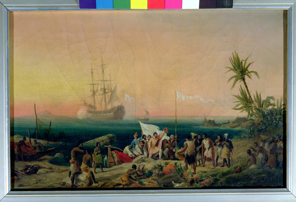 Jean de Bethencourt (ca. 1360-1425), Norman Navigator, opdager øen Lanzarote i 1402, 1848 af Ambroise Louis Garneray