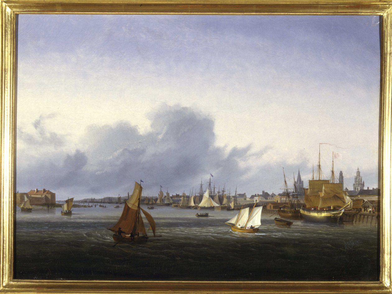 The Port of Calais af Louis Garneray, sd. ca. 1820, Olie paa Lærred, H. 0,330; L. 0,460. CCIP Coll. af Ambroise Louis Garneray