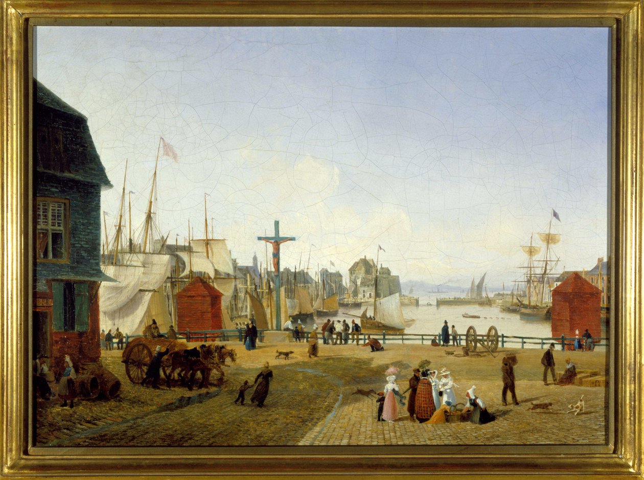 The Port of Honfleur, af Louis Garneray, sd. ca. 1820, Olie paa Lærred, H. 0,330; L. 0,460. CCIP Coll. af Ambroise Louis Garneray