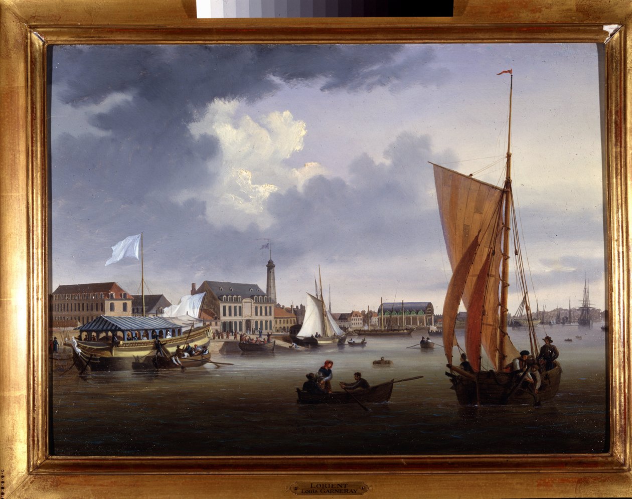 The Port of Lorient - maleri af Louis Garneray, ca. 1820, Olie på lærred, H. 0,330; L. 0,460. CCIP Coll. af Ambroise Louis Garneray