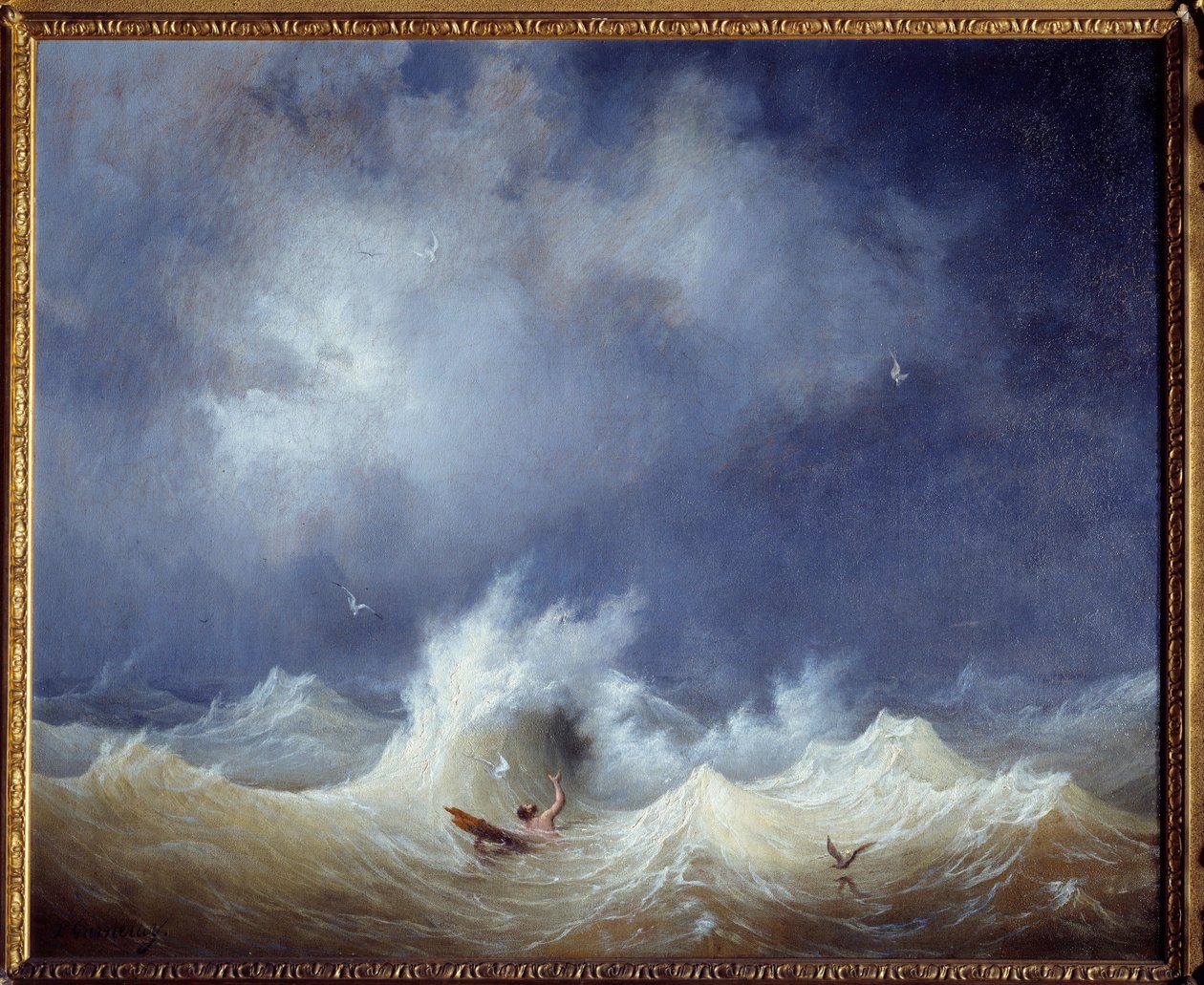 Skibsvraget Maleri af Ambroise Louis Garneray (1783-1857) Brest fra det 19. århundrede, Musee des Beaux Arts af Ambroise Louis Garneray