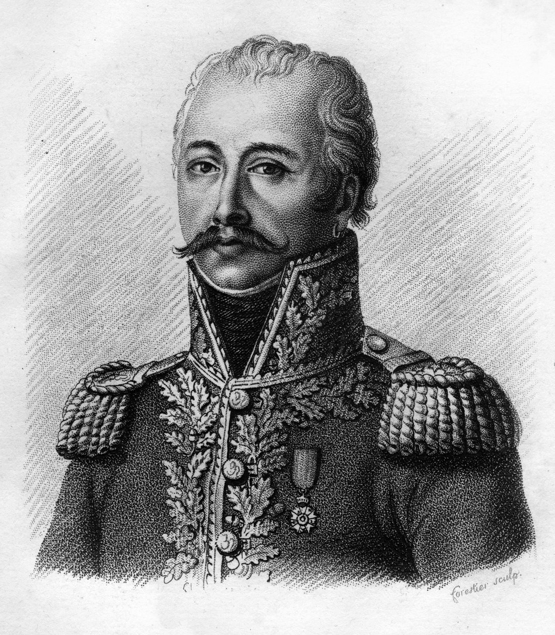 Antoine Guillaume MAURAIHAC fra ELMAS de la COSTE dit DELMAS (1767-1813) - i portrætter af franske generaler efter franskmændenes sejre og erobringer”. Graveret af Ambroise Tardieu i 1818. Stella Collection.””” af Ambroise Tardieu