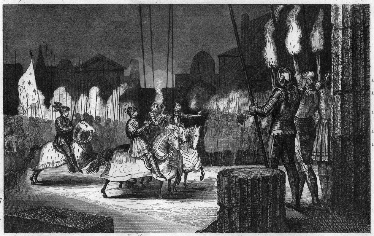 Karl VIII går ind i Rom i 1494 for at blive erklæret Kejser af Orienten - Karl VIII (1470-1498) gik ind i Rom den 31. december 1494. Han blev erklæret Kejser af Orienten, før han tog til Napoli for at hævde sine rettigheder dér - Indgravering af 1825 i “ F af Ambroise Tardieu