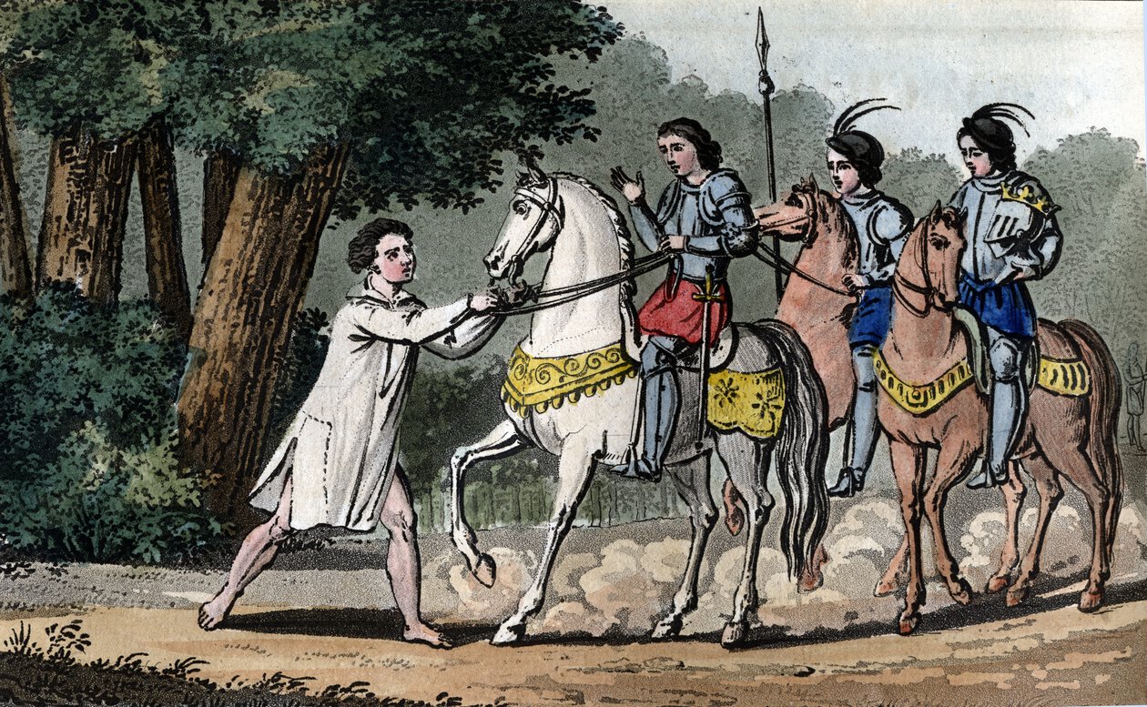 Charles VI fanget i vanvid i skoven Le Mans - Designet og indgraveret af Ambroise Tardieu i 1825. af Ambroise Tardieu