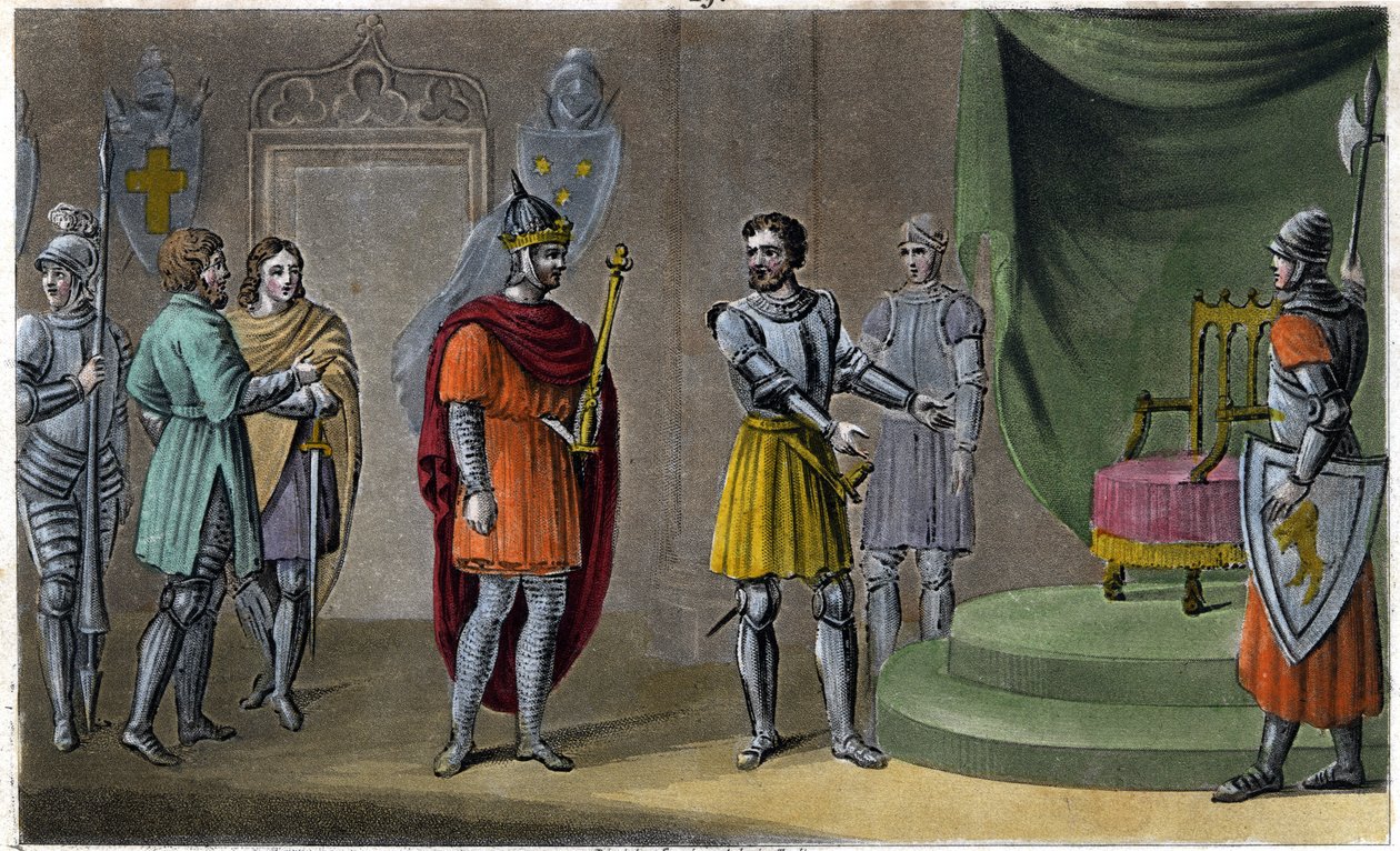 Chilperic II (670 - 721) blev sat på tronen af Rainfroi i 715. Designet og indgraveret af Ambroise Tardieu i 1825. af Ambroise Tardieu