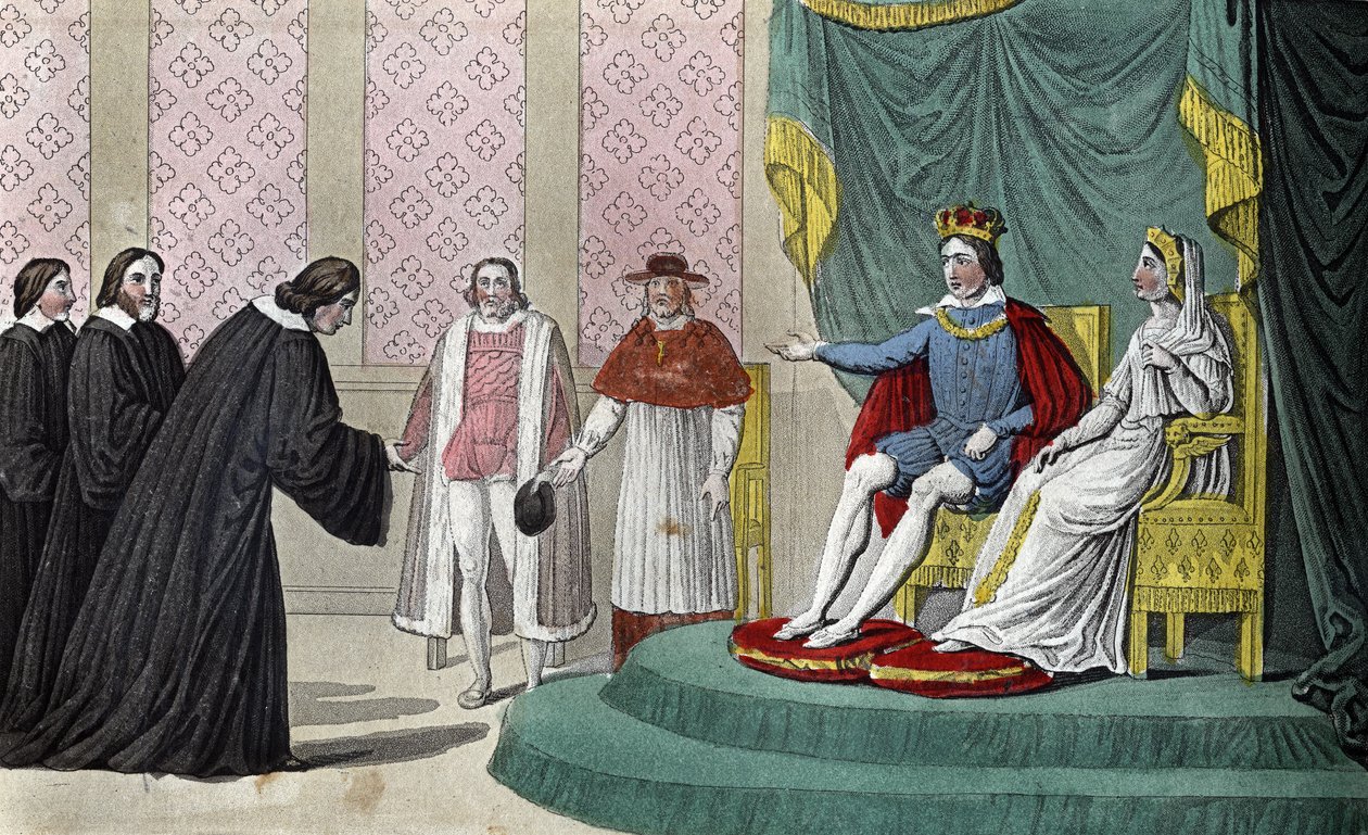 Francois II (1544-1560) meddeler parlamentets deputerede, der kommer for at hilse på ham efter faderens død, at han valgte sine onkler hertugen af Guise (Francois af Ambroise Tardieu