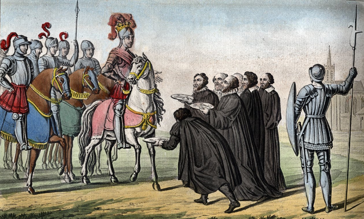 Henrik II (1519 - 1559). Som Tysklands fyrster mod Karl V, hvis despoti havde gjort dem oprør, kidnappede han Toul, Metz og Verdun og overtog således de tre biskopper i 1552. af Ambroise Tardieu