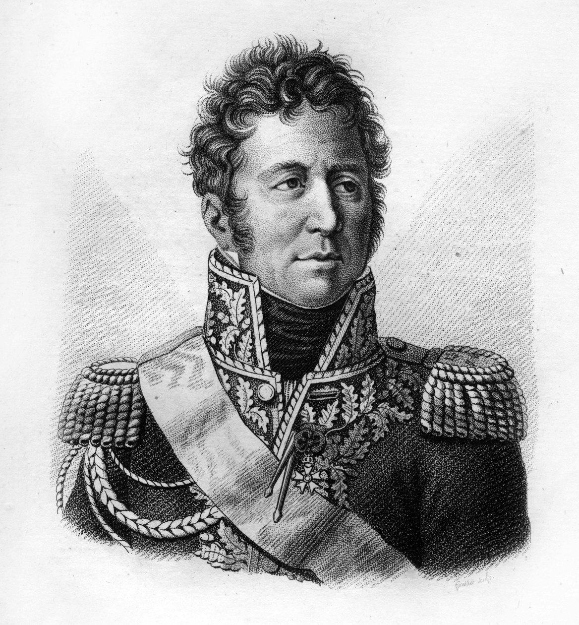 Jacques Alexandre Bernard Law, Marquis de Lauriston, marskal af Frankrig (1768-1828) - i “Portrætter af franske generaler efter franskmændenes sejre og erobringer”” Indgraveret af Ambroise Tardieu i 1818. Stella Collection. af Ambroise Tardieu