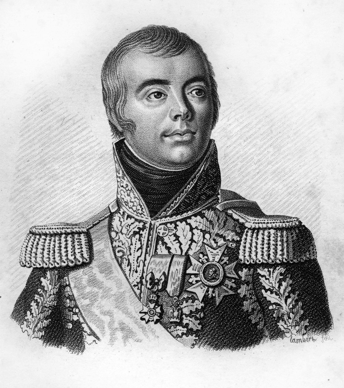 Jacques Alexandre Macdonald (1765-1840), marskal af Frankrig. i "Portrætter af de franske generaler efter franskmændenes sejre og erobringer"". Graveret af Ambroise Tardieu i 1818. Stella Collection. af Ambroise Tardieu