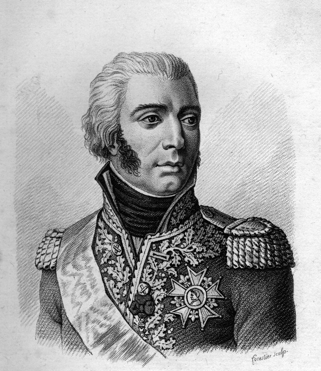 Jean - Baptiste Bessières hertug af Istrien Maréchal af Frankrig (1768 til 1813).- i Portrætter af de franske generaler efter franskmændenes sejre og erobringer. Graveret af Ambroise Tardieu i 1818. Stella Collection. af Ambroise Tardieu
