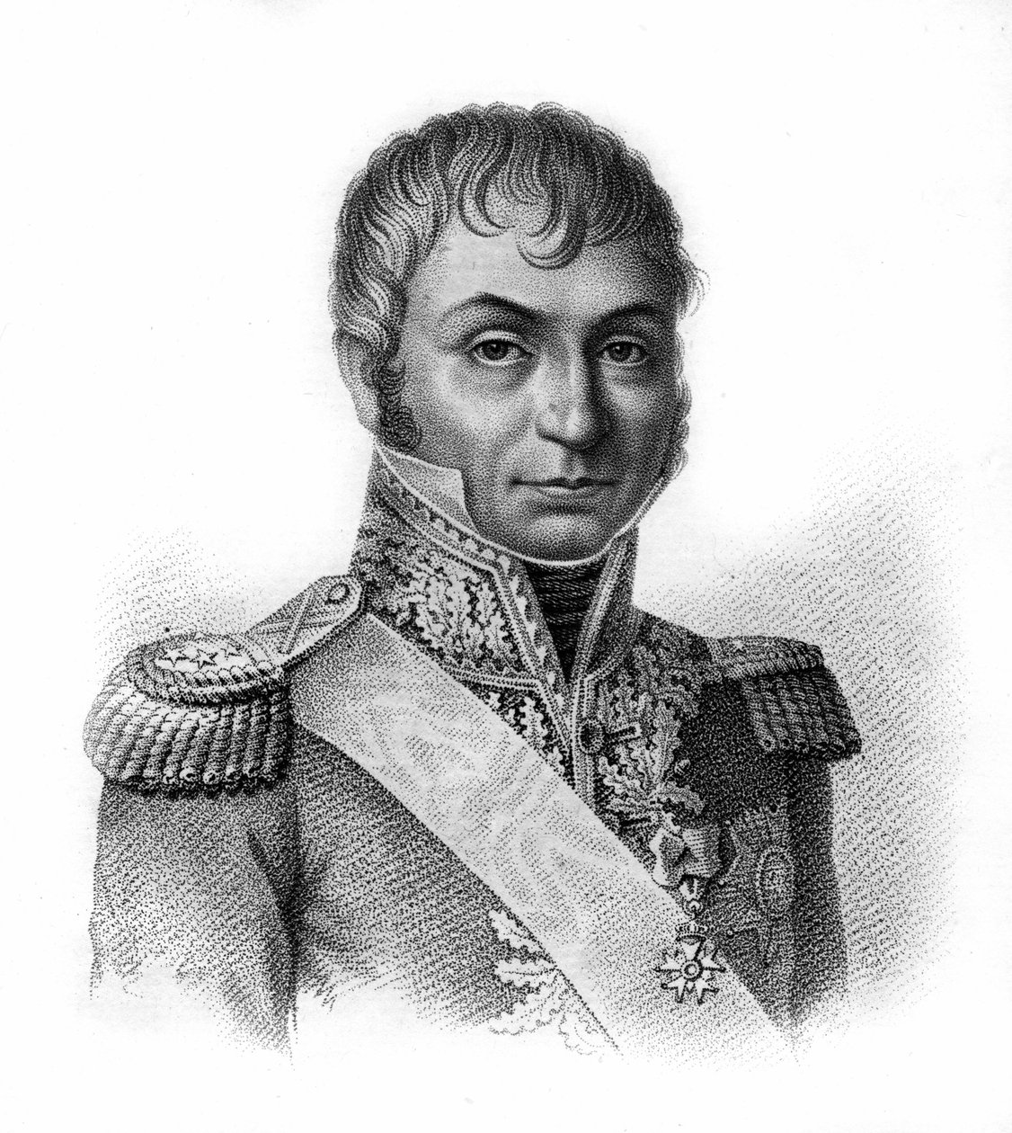 Jean Baptiste Jourdan (1762-1833), greve, marskal af Frankrig - i portrætter af de franske generaler efter franskmændenes sejre og erobringer. Graveret af Ambroise Tardieu i 1818. Stella Collection. af Ambroise Tardieu