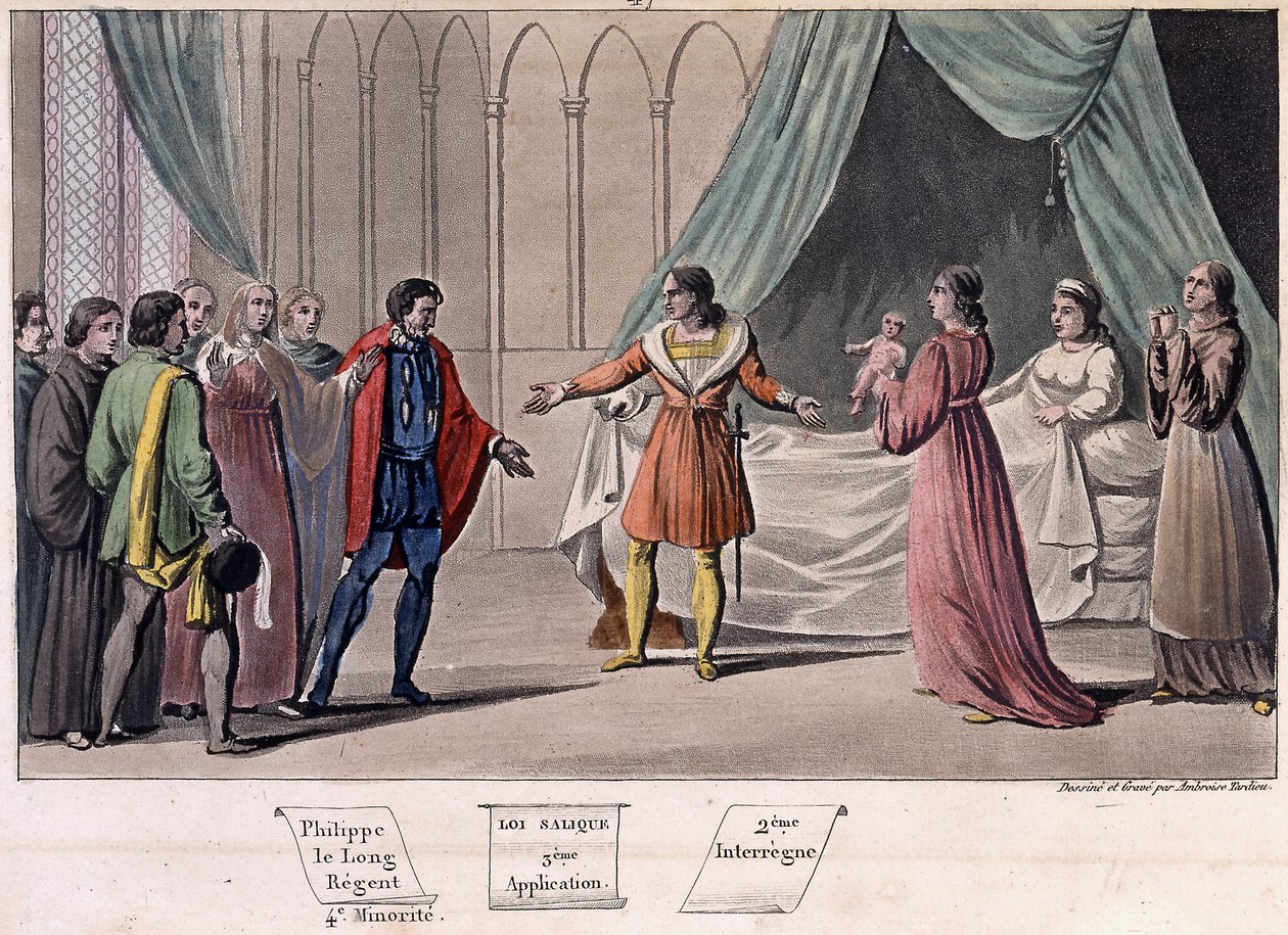 Johannes I posthum (1316-1316), blev født konge og døde efter 6 dage. - Designet og indgraveret af Ambroise Tardieu i 1825. af Ambroise Tardieu