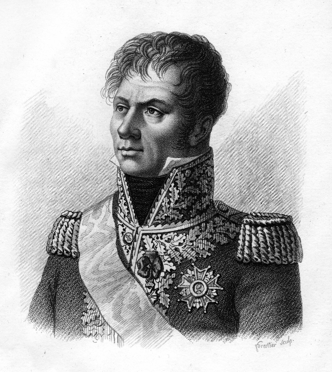 Le Maréchal Laurent, Marquis de Gouvion - Saint - Cyr (1764-1830) - i” Portrætter af de franske generaler efter franskmændenes sejre og erobringer””. Graveret af Ambroise Tardieu i 1818. Stella Collection. af Ambroise Tardieu