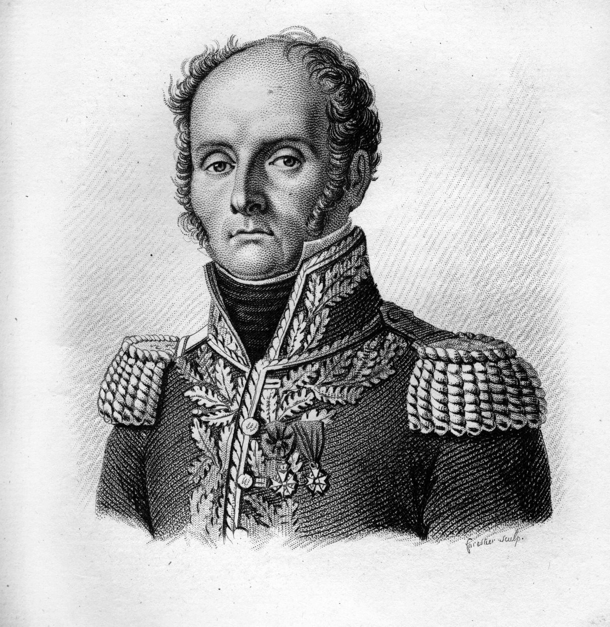 General Charles - Théodore Beauvais de Préau (1772-1830) i "Portrætter af franske generaler". Graveret af Ambroise Tardieu i 1818. Stella Collection af Ambroise Tardieu