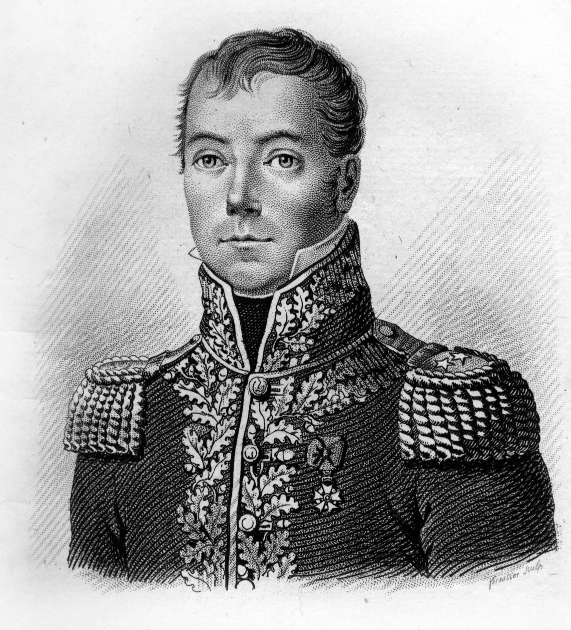 General Jean Pierre BECHE. 1770-1814.i ""Portrætter af franske generaler"". Graveret af Ambroise Tardieu i 1818. Stella Collection af Ambroise Tardieu