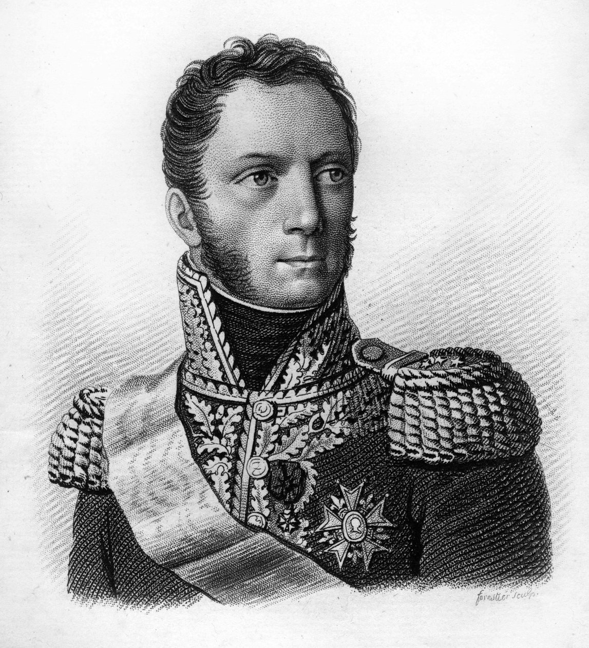 Louis Armand Augustin CAULAINCOURT (1773-1827) - i "Portrætter af franske generaler efter franskmændenes sejre og erobringer"". Graveret af Ambroise Tardieu i 1818. Stella Collection. af Ambroise Tardieu