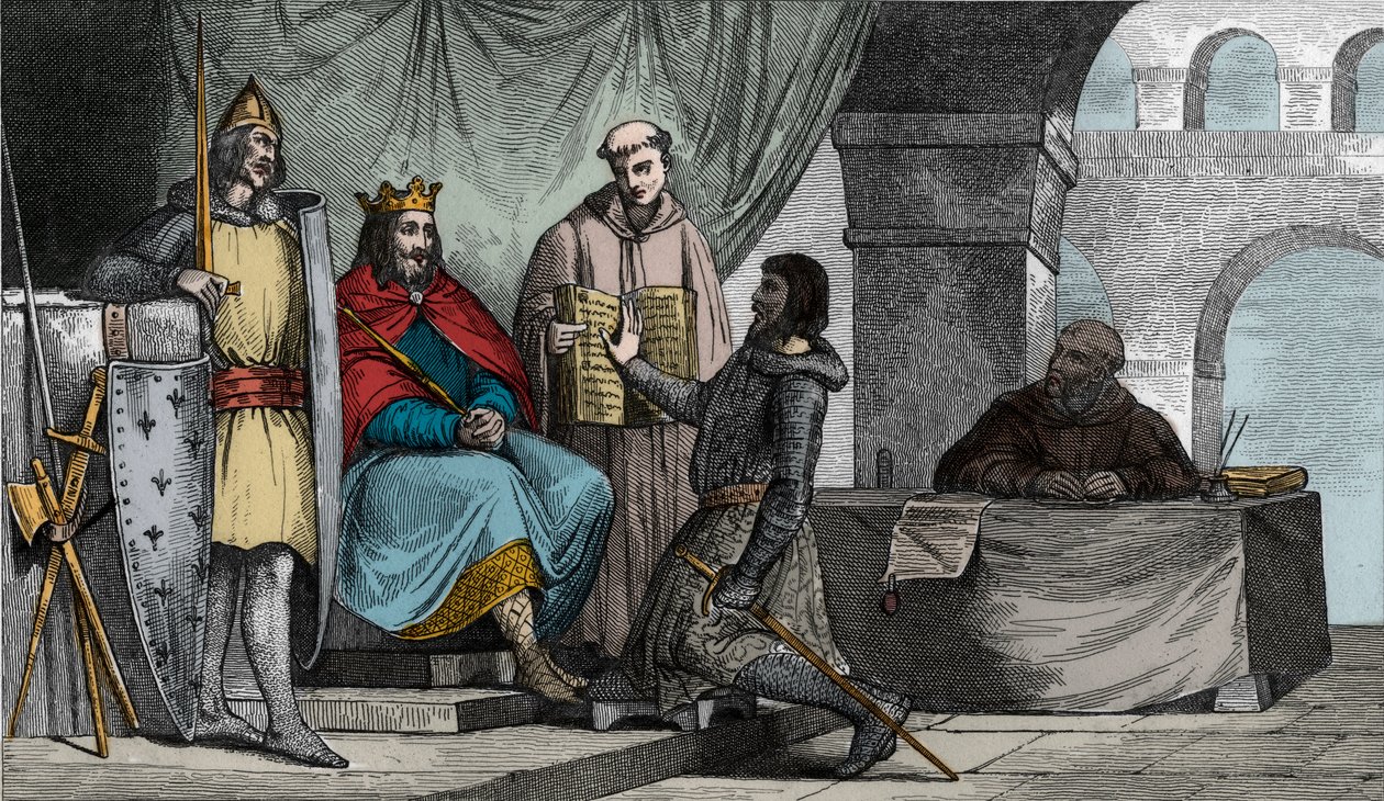 Ludvig II (848-79) Stammereren modtager en troskabsed fra en adelig - af Ambroise Tardieu