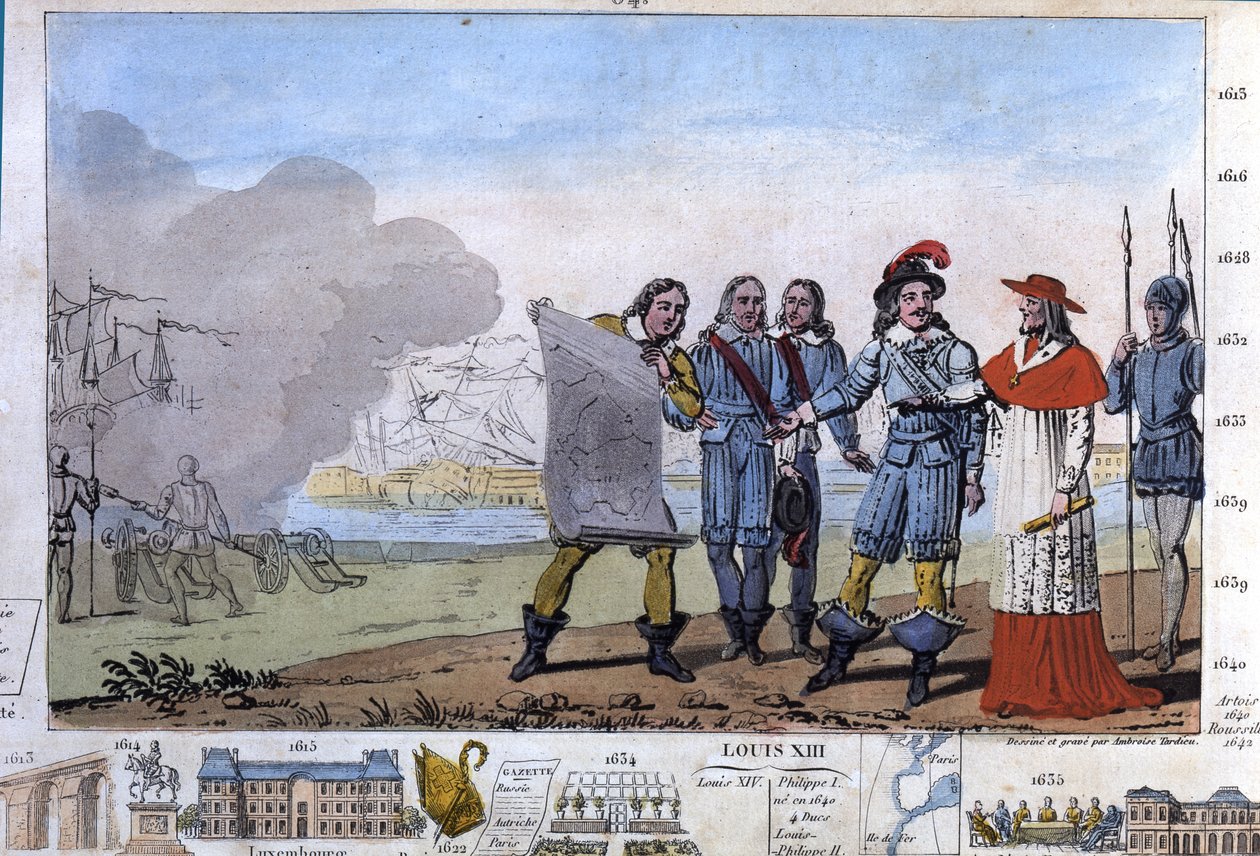Louis XIII (1601-1643) og kardinal Richelieu ved sædet i La Rochelle, place d