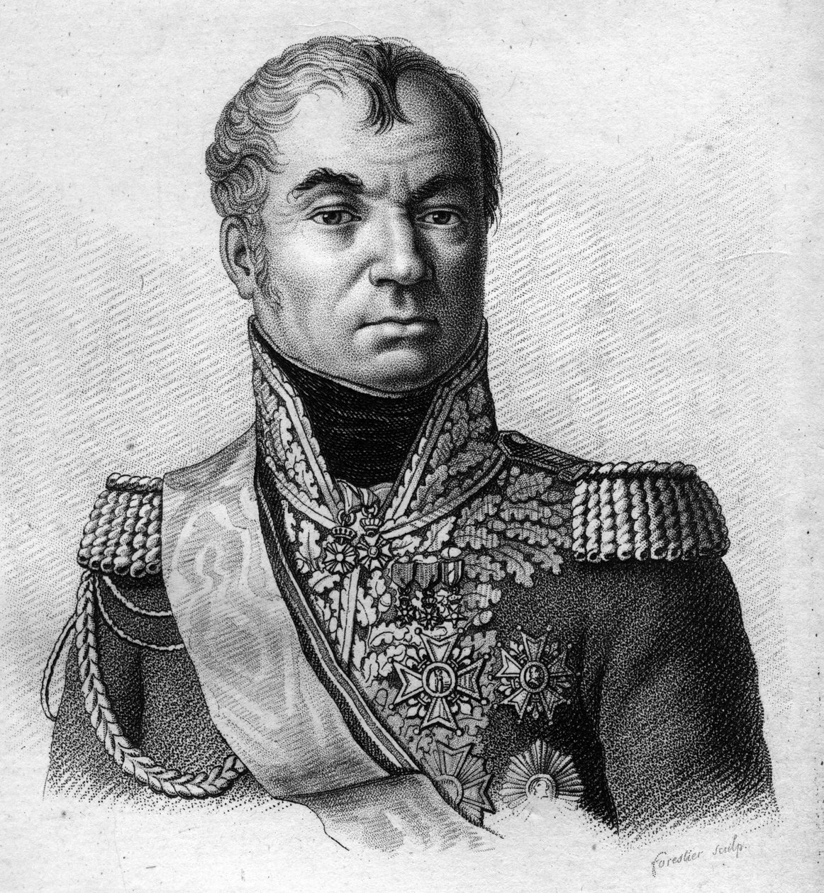 Marskal Oudinot. Nicolas Charles Oudinot, hertug af Reggio Maréchal af Frankrig (1767 til 1847).i "" Portrætter af de franske generaler efter franskmændenes sejre og erobringer"". Graveret af Ambroise Tardieu i 1818. Stella Collection. af Ambroise Tardieu