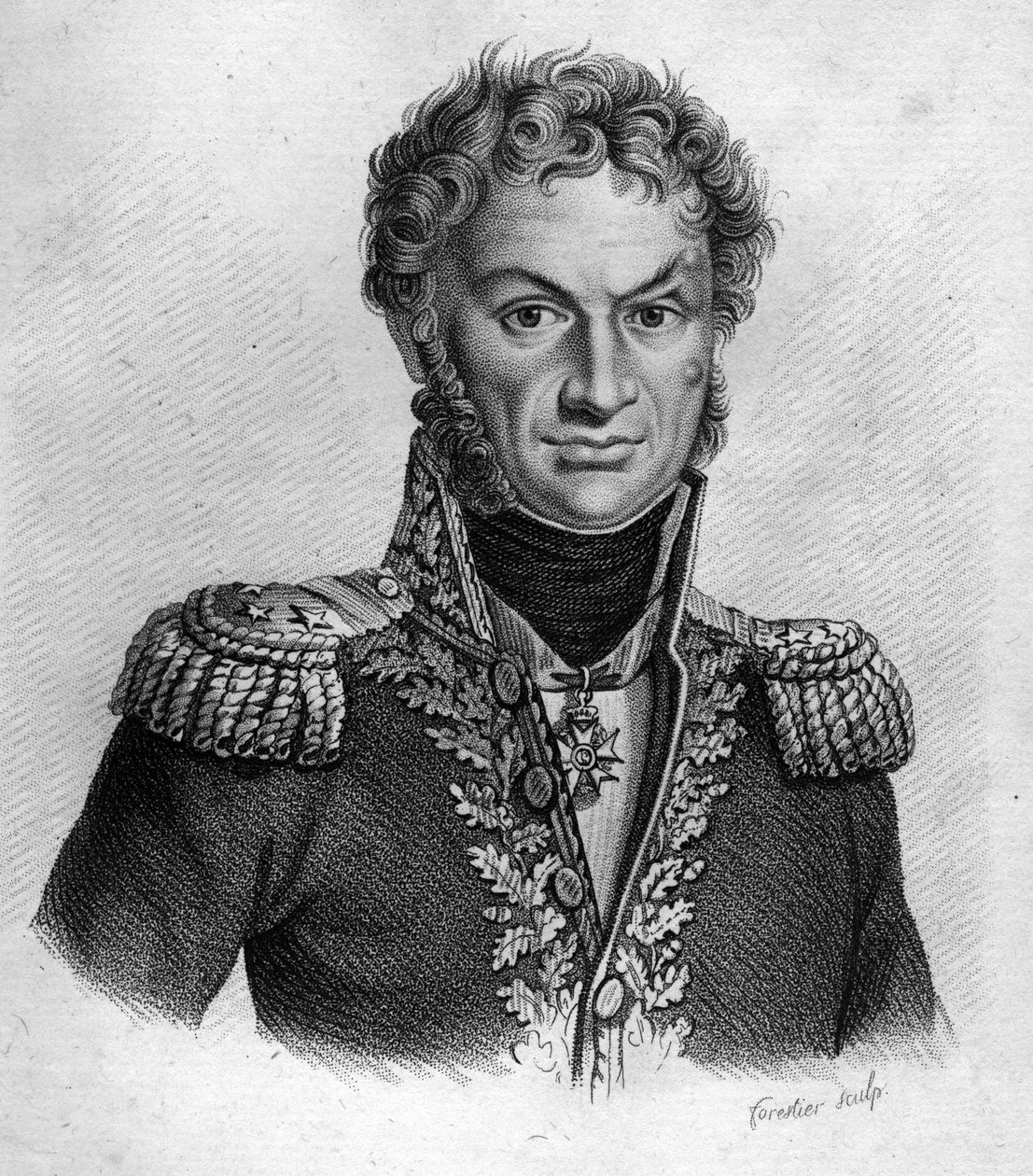 Pierre Cambronne (1770-1842), fransk general- i "Portrætter af franske generaler efter franskmændenes sejre og erobringer". Graveret af Ambroise Tardieu i 1818. Stella Collection. af Ambroise Tardieu