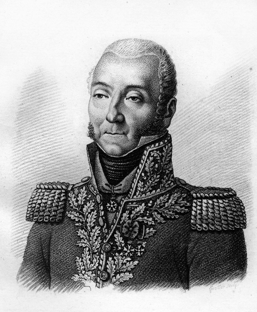 Portræt af general Jérôme Soules 1760-183.- i “Portrætter af franske generaler efter franskmændenes sejre og erobringer””. Graveret af Ambroise Tardieu i 1818. Stella Collection. af Ambroise Tardieu