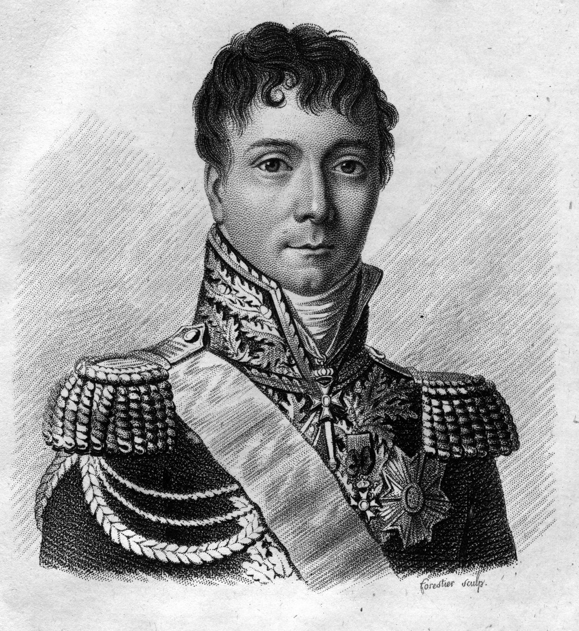 Portræt af Charles Etienne Gudin de la Sablonniere (1768 -1812) general francais. I "" Portrætter af de franske generaler efter franskmændenes sejre og erobringer"". Grav af Ambroise Tardieu i 1818. Stella Samling. af Ambroise Tardieu