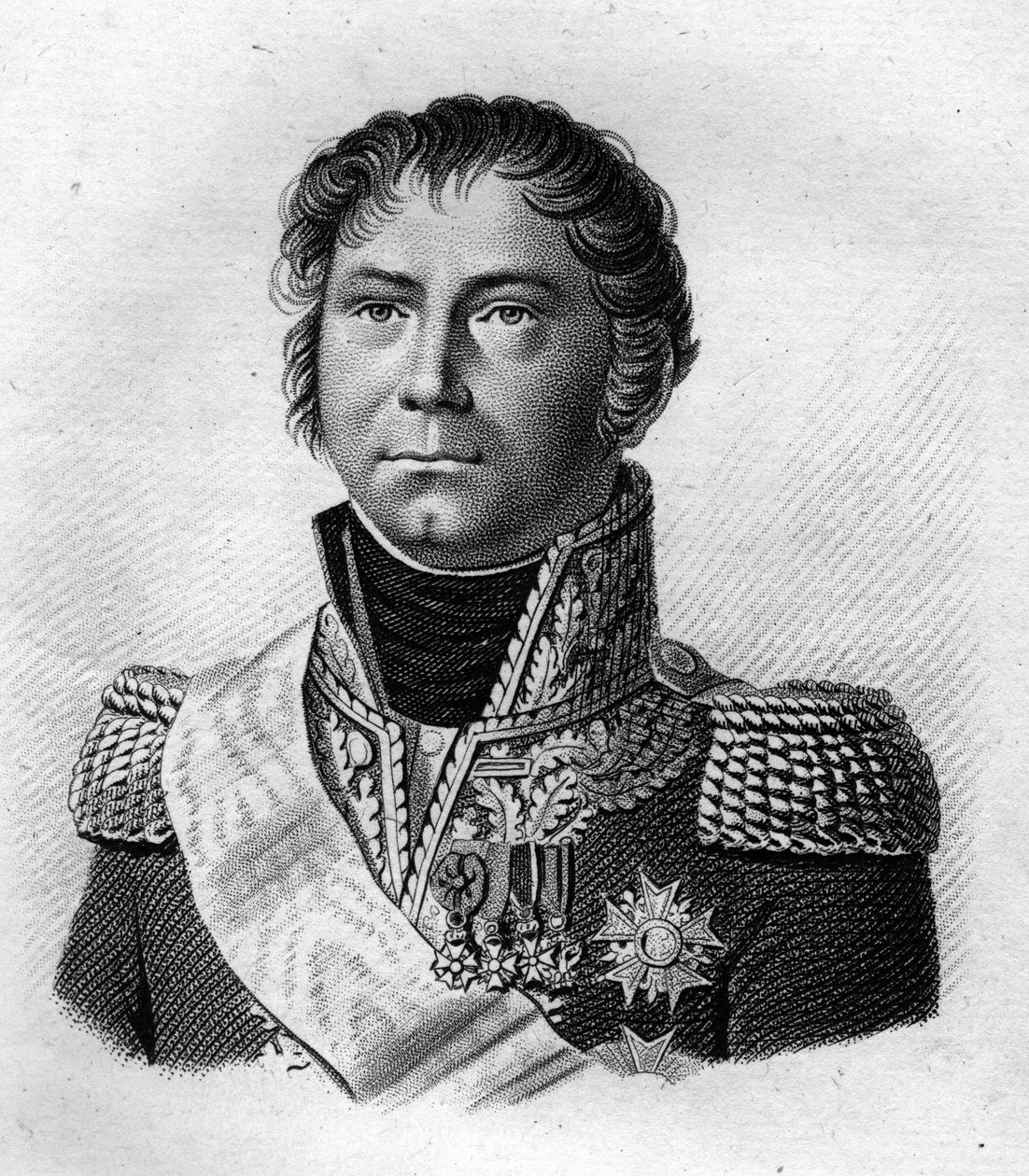 Portræt af general Becker, der eskorterede Napoleon I i 1815 til stedet for hans boarding til St. Helena efter de 100 dage.i "Portraits des Général Français"". Graveret af Ambroise Tardieu i 1818. Stella Collection af Ambroise Tardieu