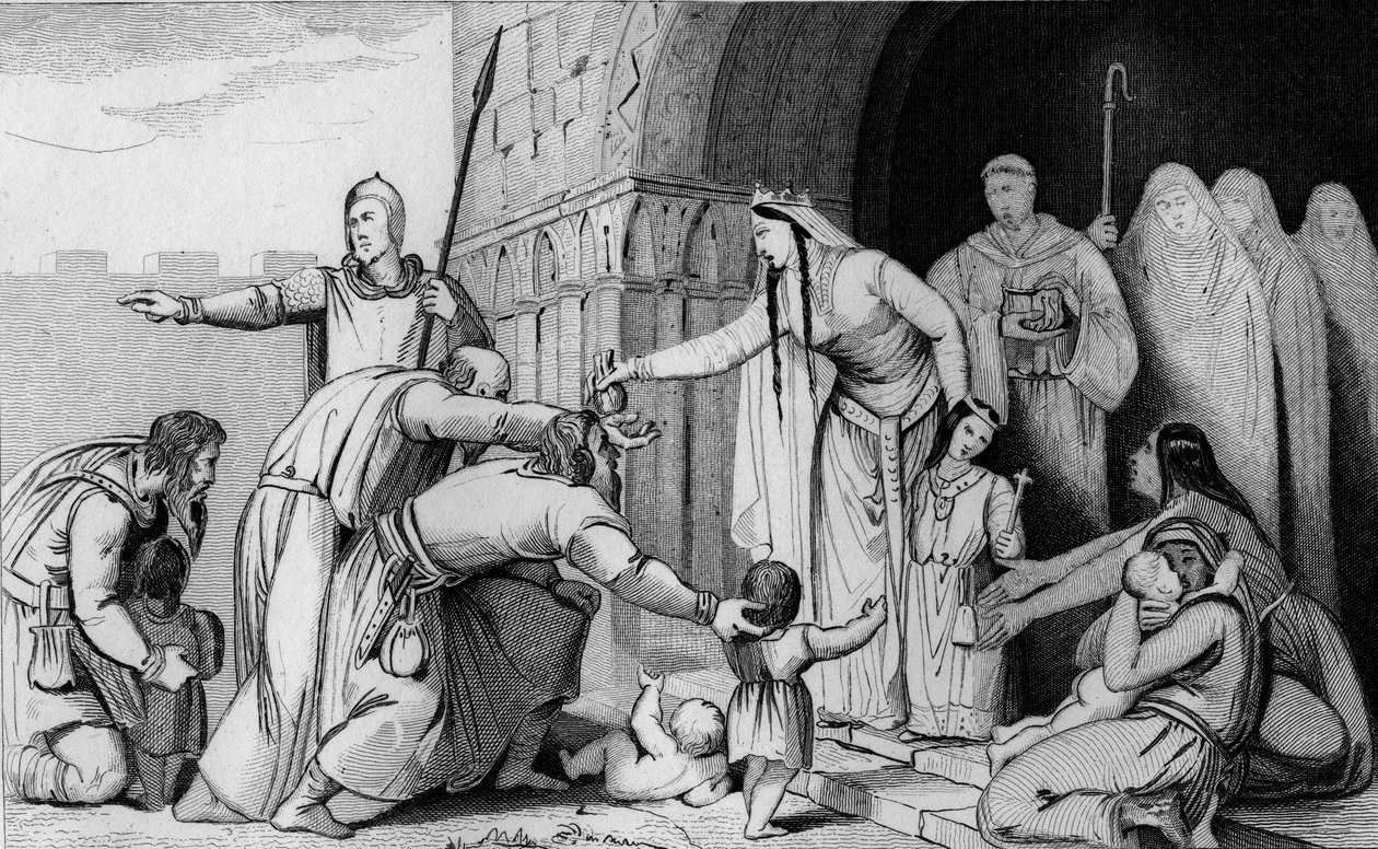 Dronning Bathild 626 eller 627 til 680 giver penge til de fattige - Batilde (eller Bathilde, Clovis II