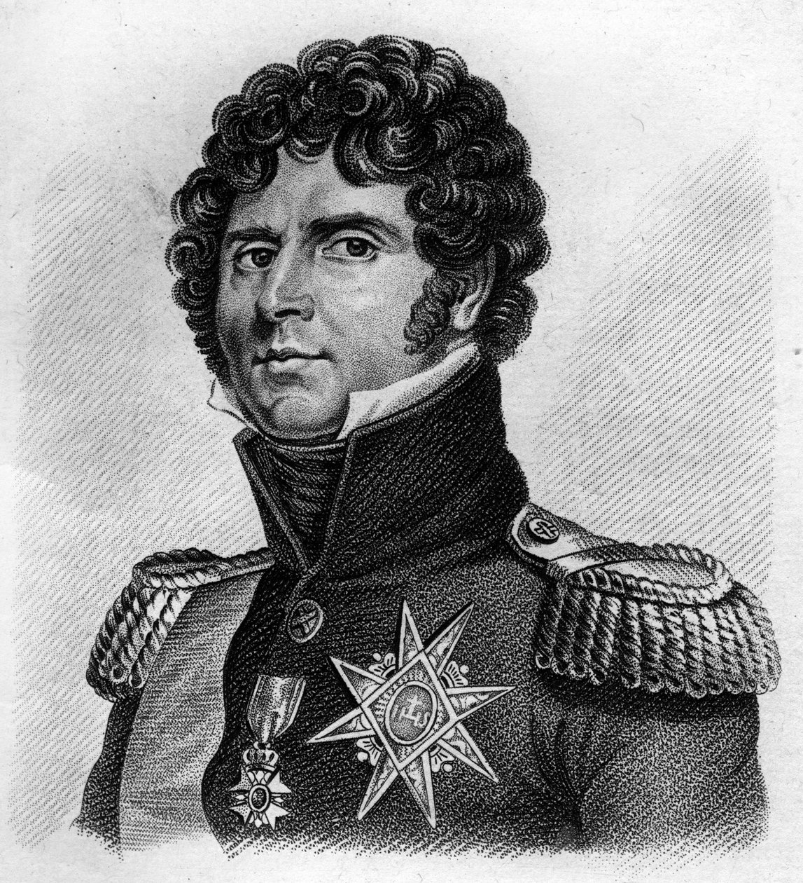 portræt Charles Jean - Baptiste Bernadotte (1763-1844), marskal af Frankrig, kong Karl XIV af Sverige og Norge.I "Portrætter af de franske generaler"". Graveret af Ambroise Tardieu i 1818. Stella Collection af Ambroise Tardieu