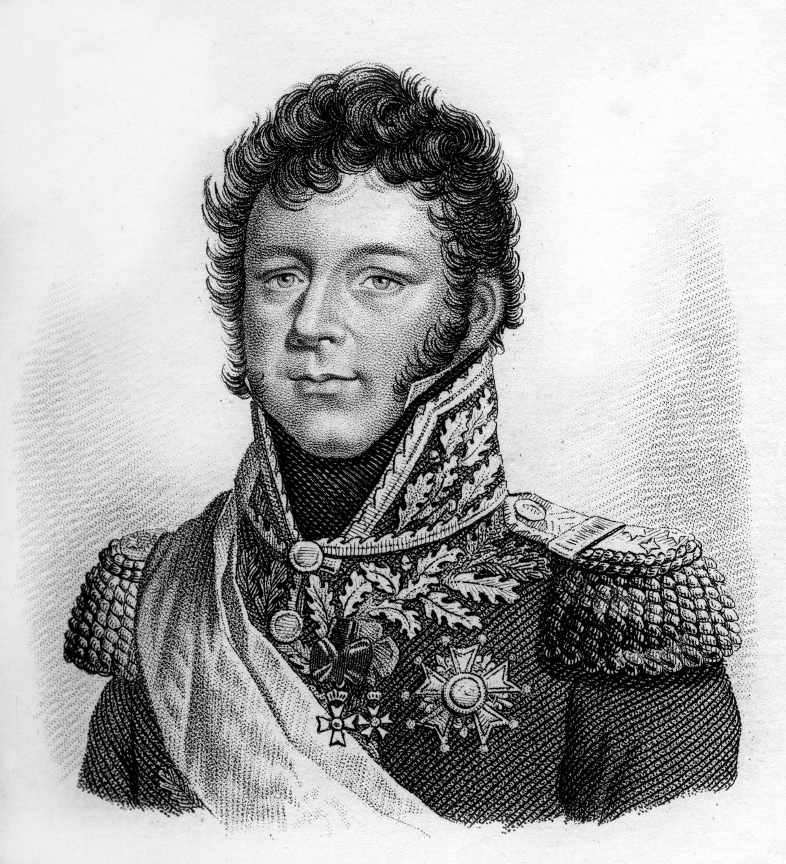 portræt af generalen Nicolas Joseph Maison 1771-1840.- i "" Portrætter af de franske generaler efter franskmændenes sejre og erobringer"". Graveret af Ambroise Tardieu i 1818. Stella Collection. af Ambroise Tardieu