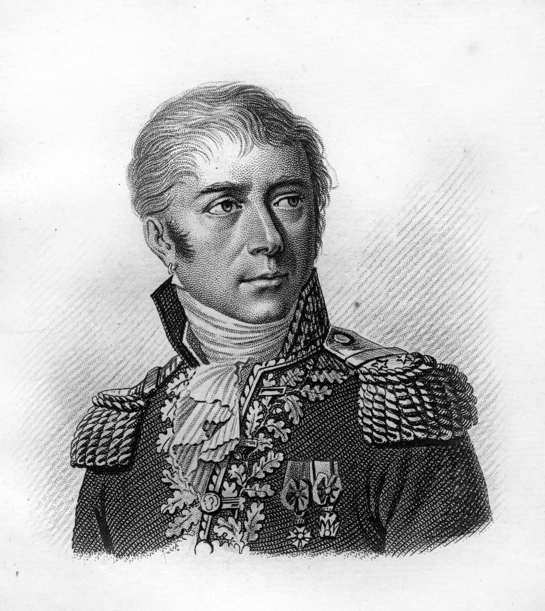 portræt af General Honore Vial.1776-1813.- i ""Portrætter af franske generaler efter franskmændenes sejre og erobringer"". Graveret af Ambroise Tardieu i 1818. Stella Collection. af Ambroise Tardieu