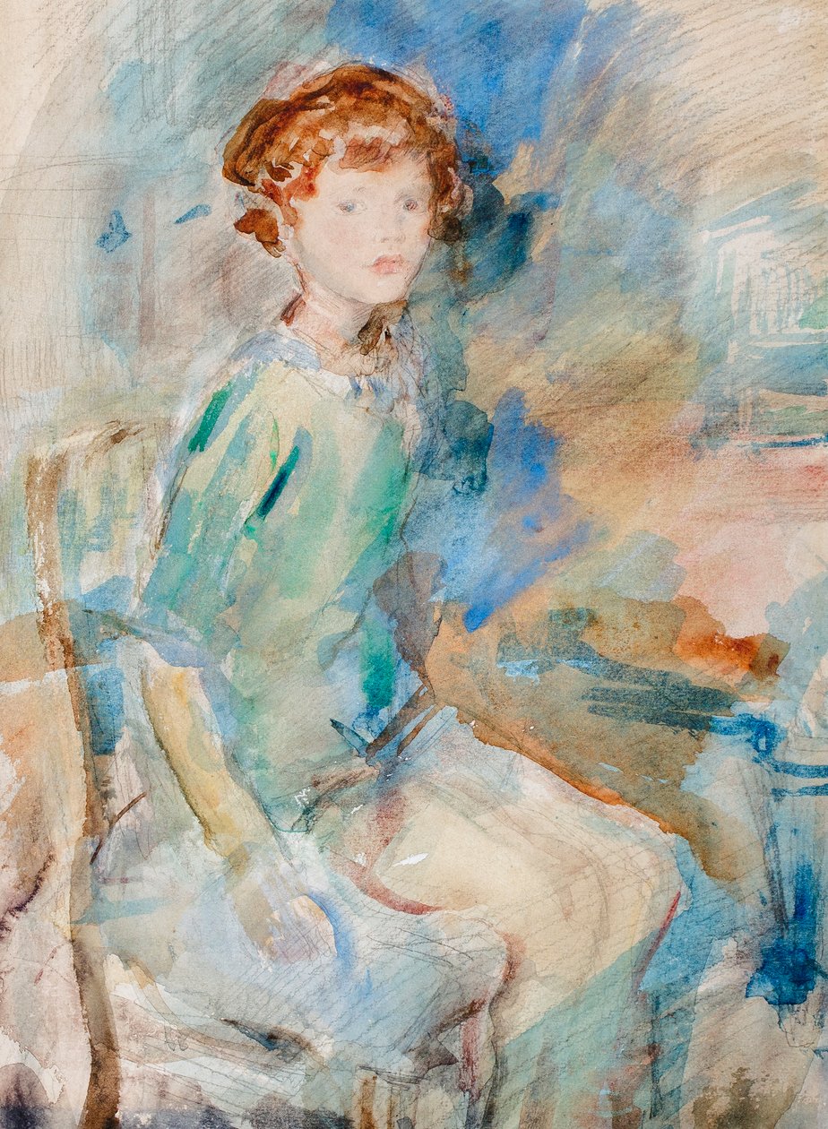 Portræt af et barn, ca. 1920 (blyant og wc på papir) af Ambrose McEvoy