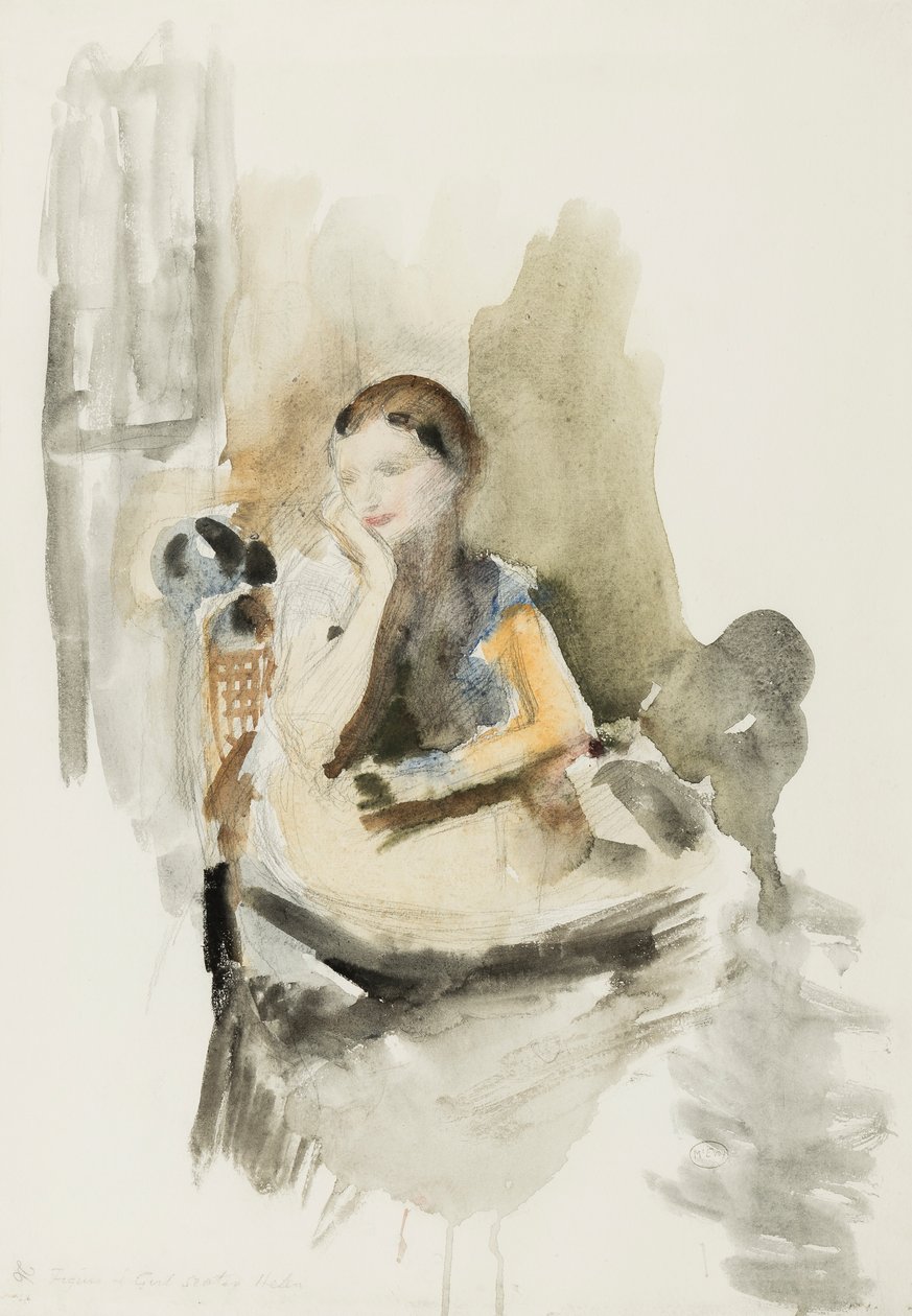 Helen, 1917 (blyant, pensel & wc på papir) af Ambrose McEvoy
