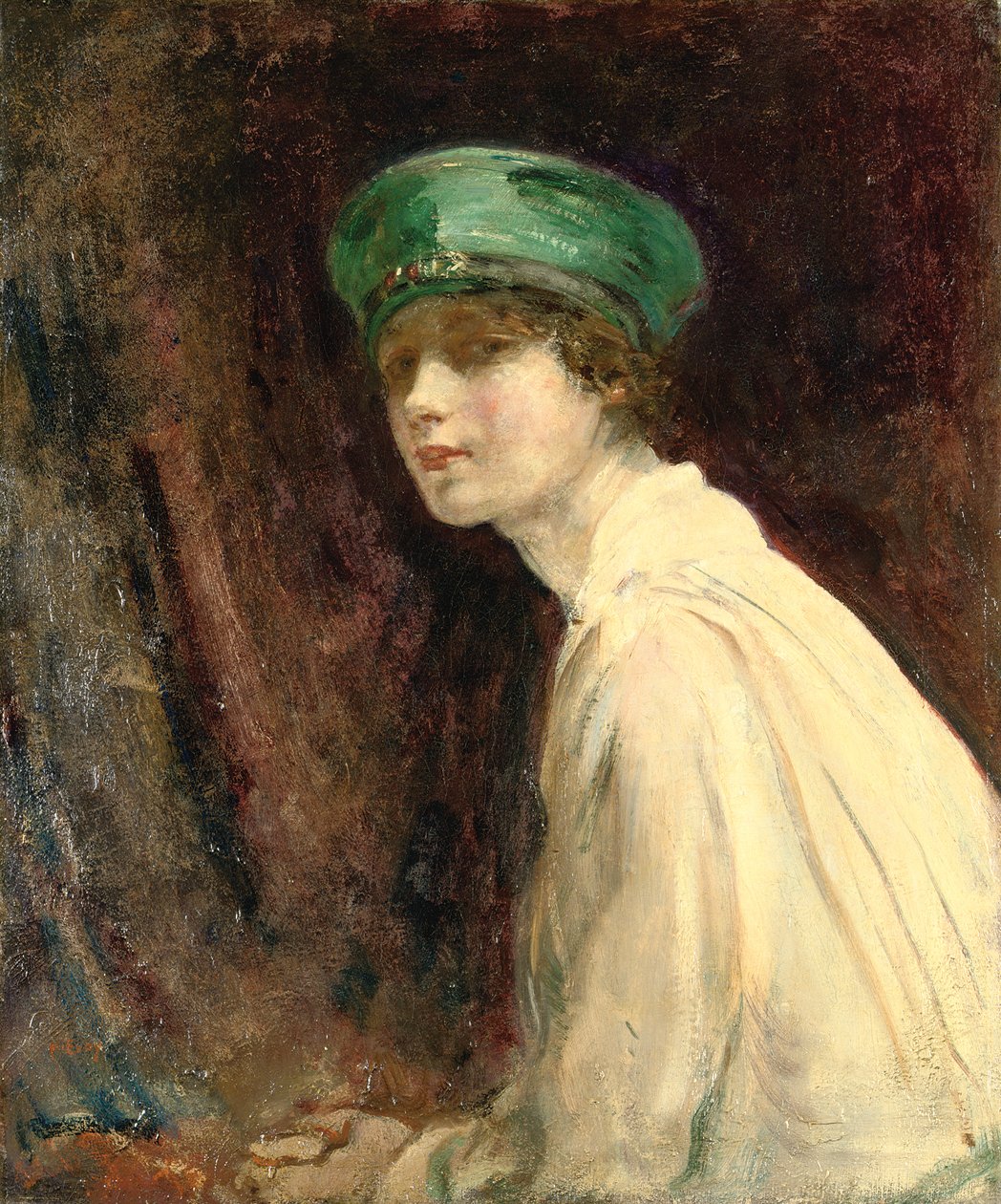 "Den grønne hat", et portræt af fru Claude Johnson, 1918 af Ambrose McEvoy