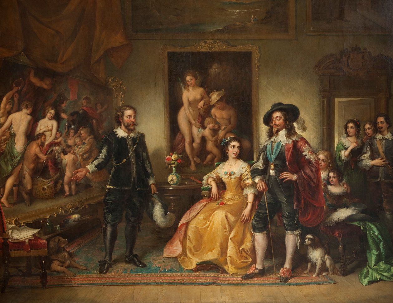 Rubens præsenterer sit billede Fred og krig til Charles I, 1858-71 af Ambrosini Jerôme