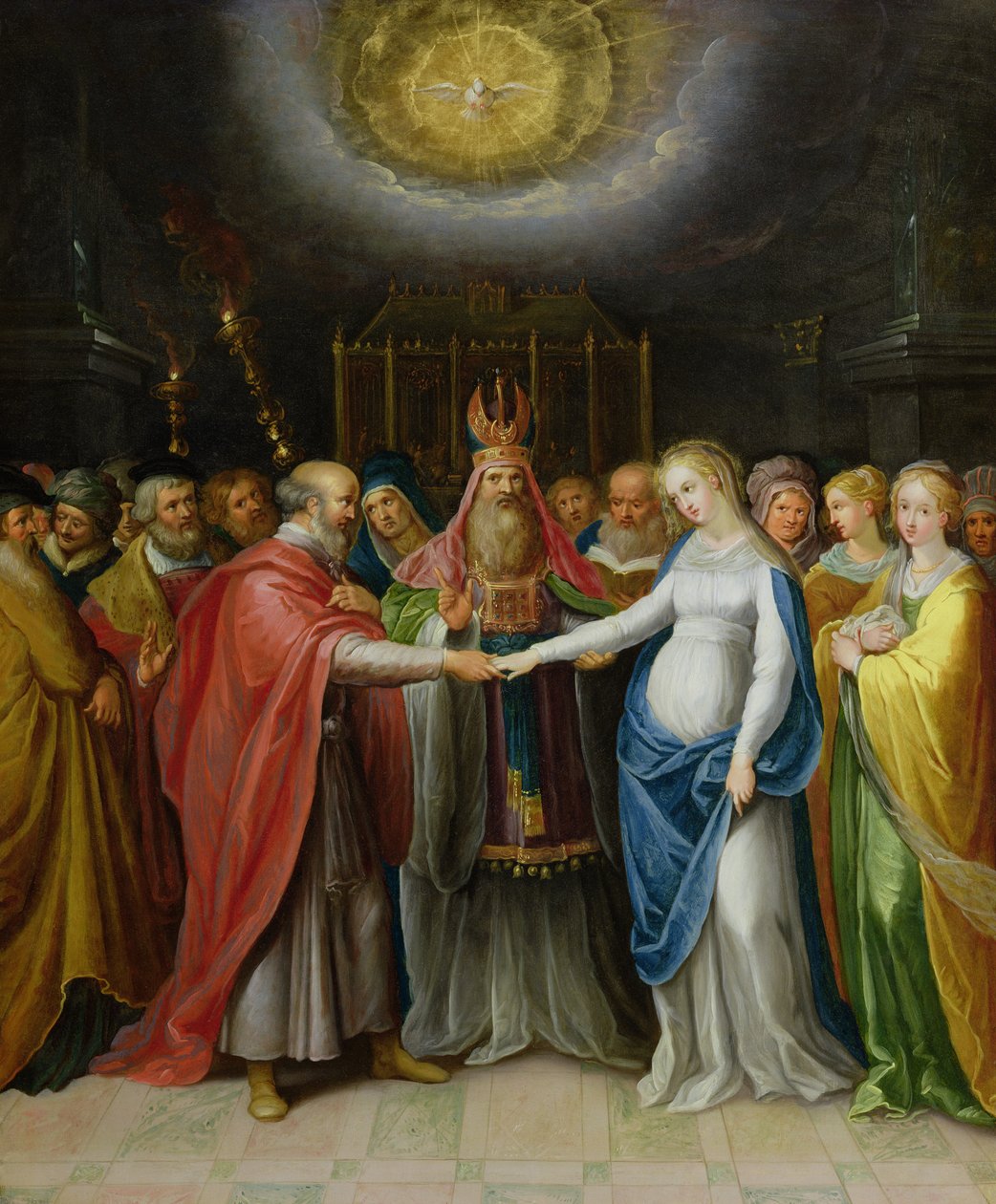 Jomfruens trolovelse (olie på kobber) af Ambrosius II Francken or Franck