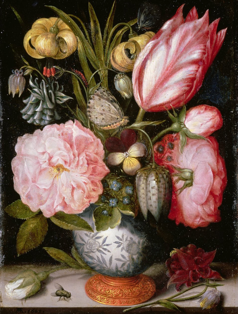 Stilleben af blomster i en porcelænsvase af Ambrosius the Elder Bosschaert