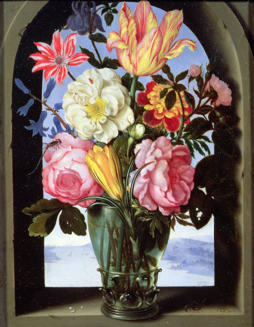 Stilleben af blomster i et drikkeglas af Ambrosius the Elder Bosschaert