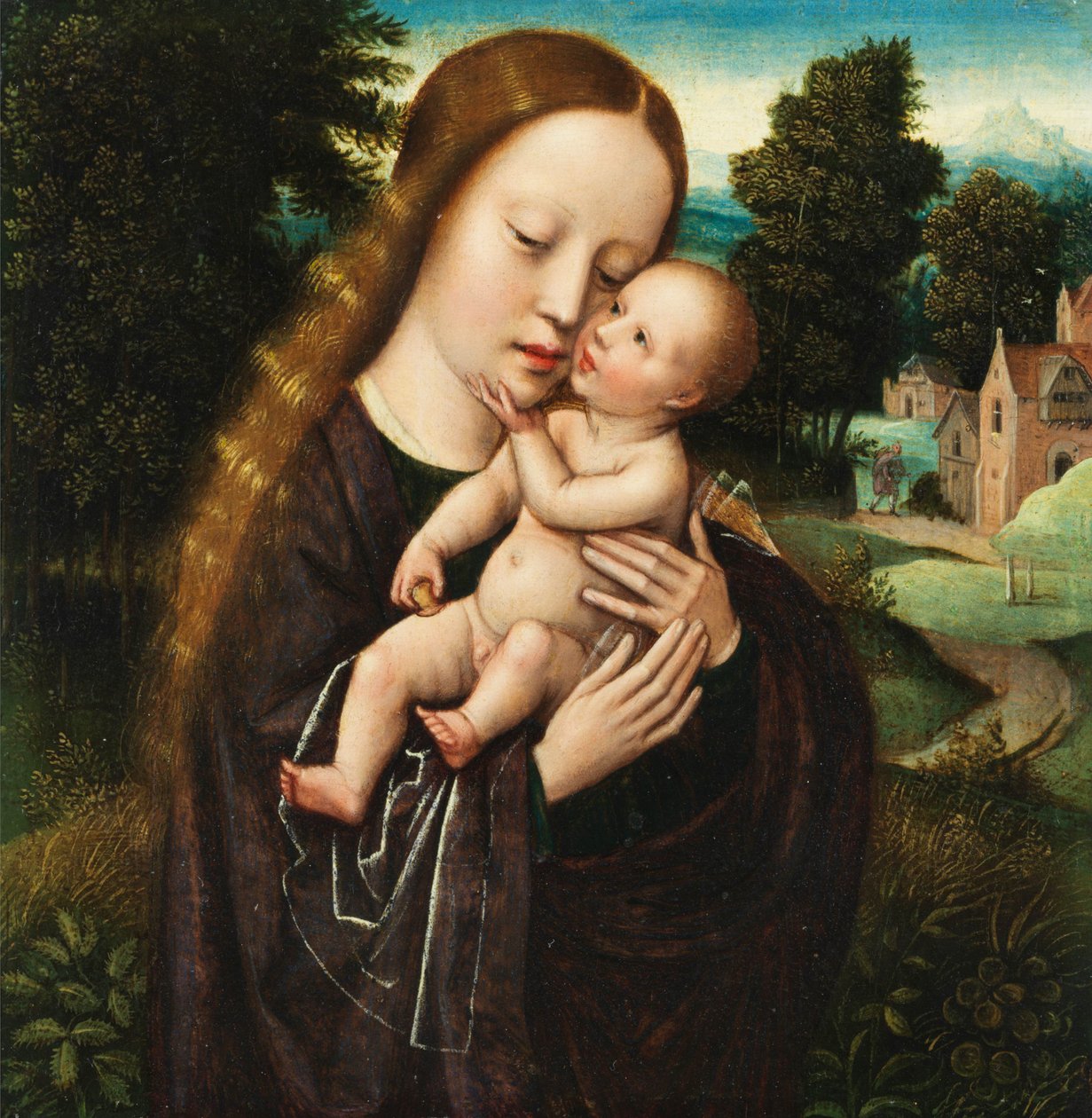 Ambrosius Benson Maria med barnet i landskab af Ambrosius Benson