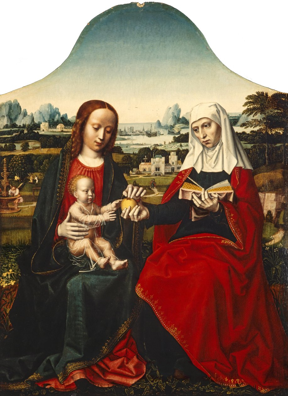 Hollandsk: Jomfruen og barnet med Sankt Anna af Ambrosius Benson