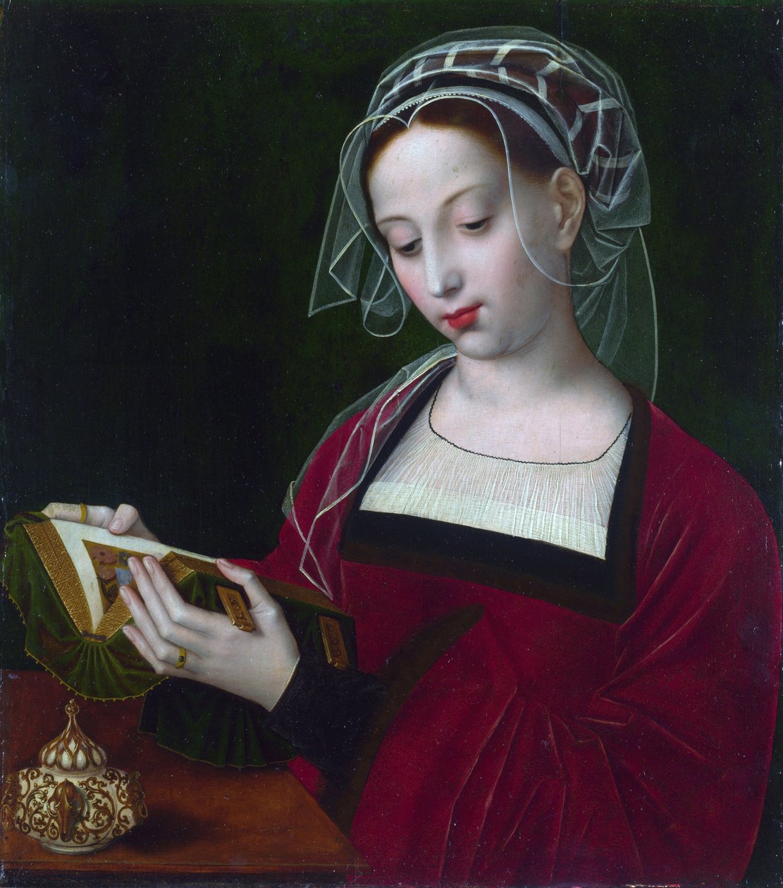 ""Mary Magdalene læser"" Maleri af Ambrosius Benson (1495-1550) omkring 1525 London National Gallery af Ambrosius Benson