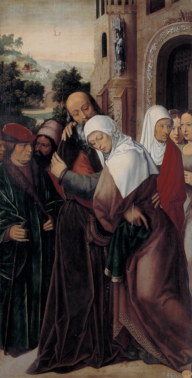 Møde mellem de hellige Joachim og Anne ved Den Gyldne Port af Ambrosius Benson