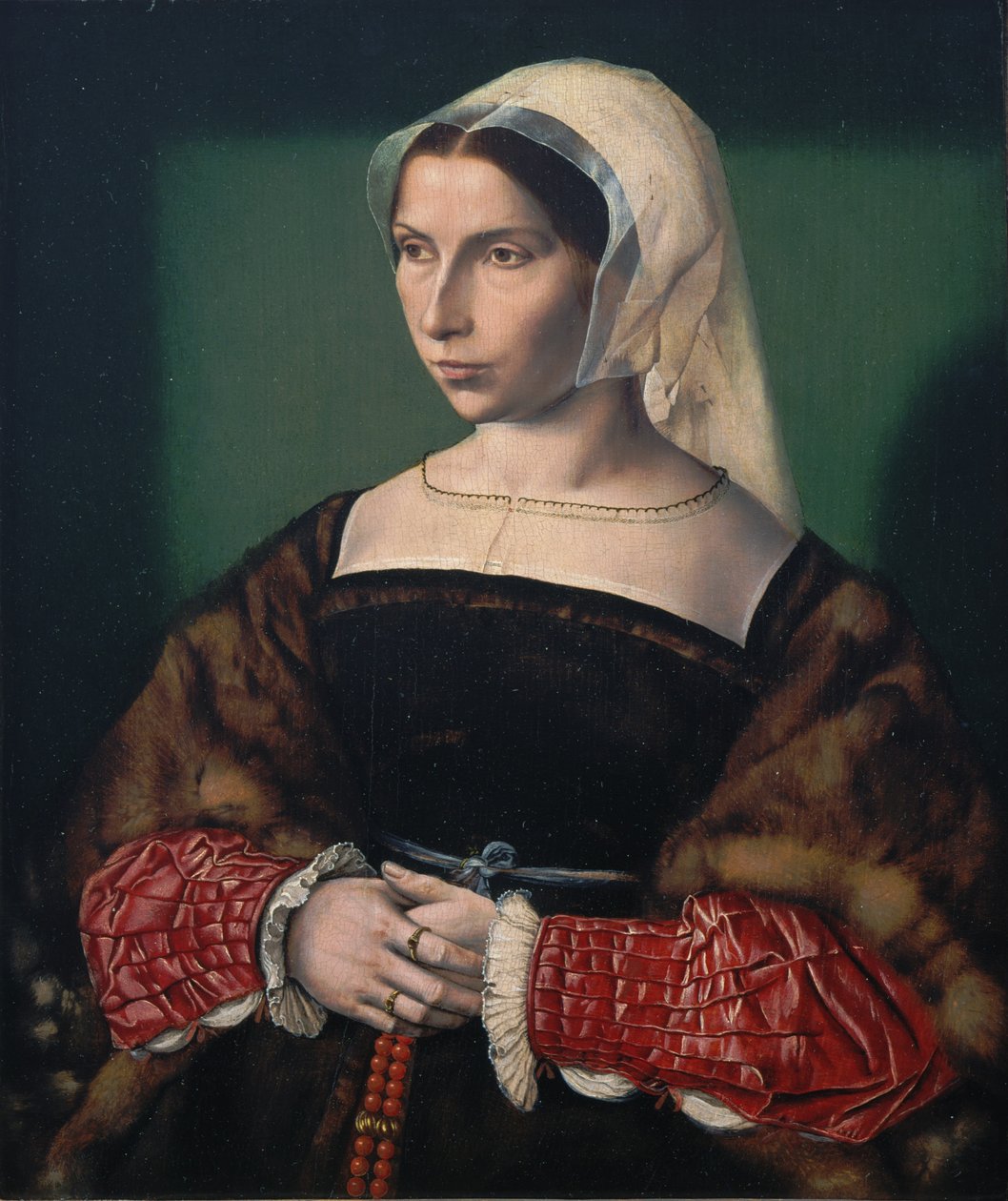 Portræt af Anne Stafford, ca. 1535 (olie på panel) af Ambrosius Benson