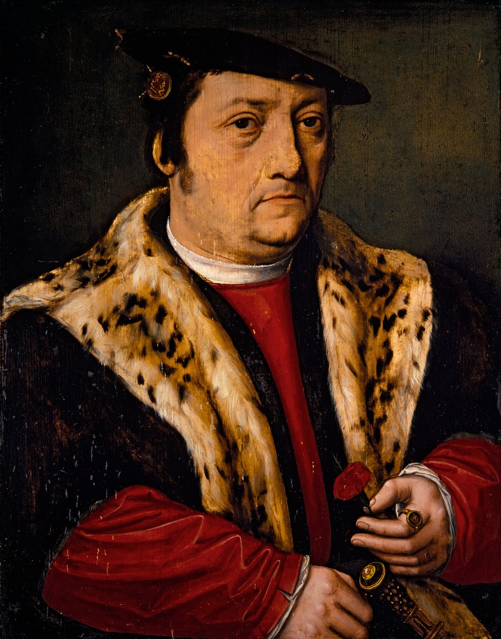 Portræt af en mand med en pink af Ambrosius Benson