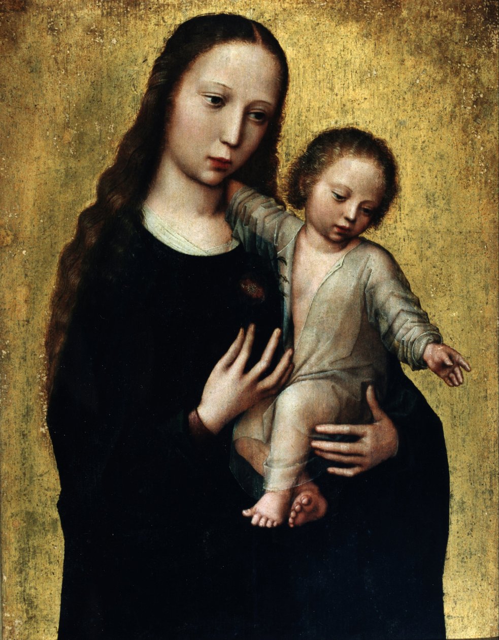 Jomfru Maria med Jesusbarnet i skjorte af Ambrosius Benson