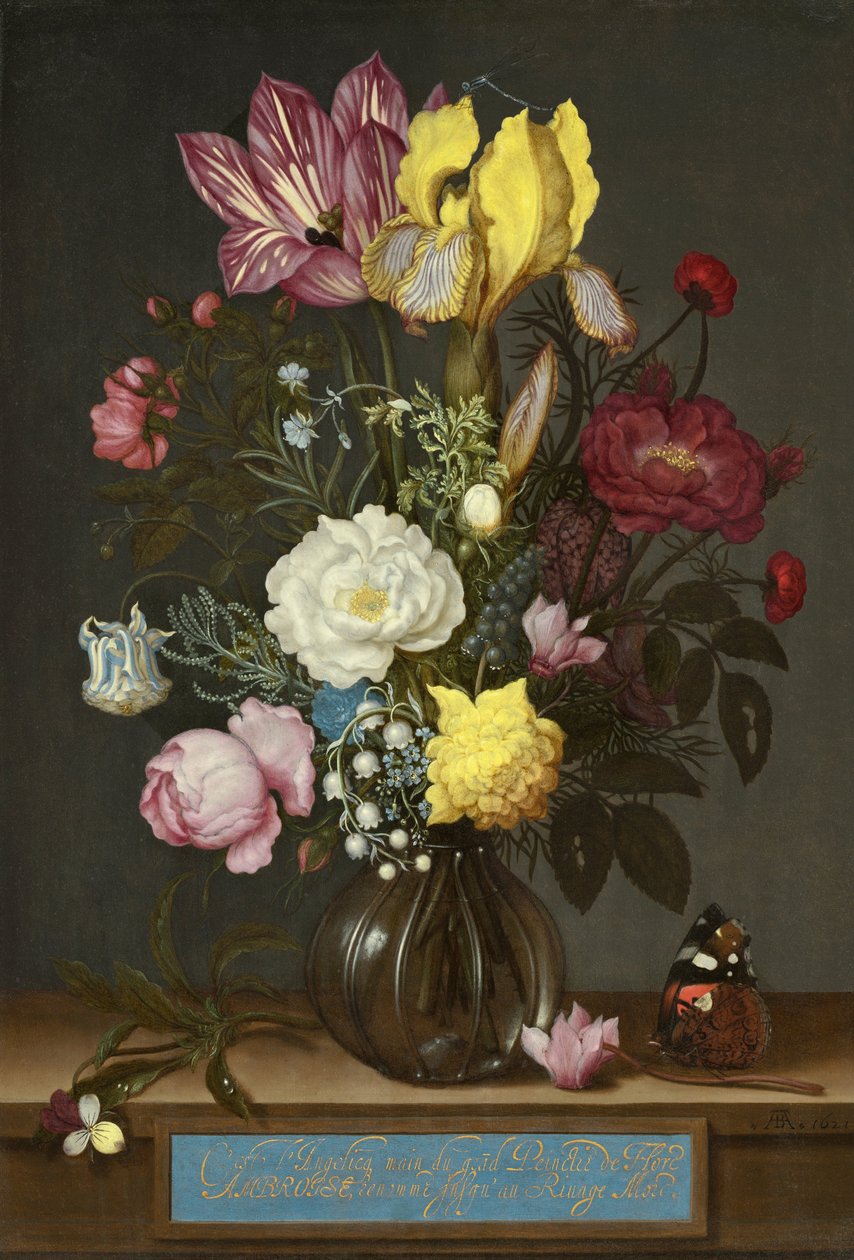 Blomsterbuket i glasvase af Ambrosius Bosschaert