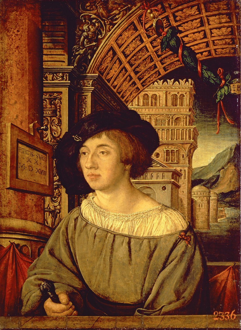 Portræt af en ung mand, 1518 (tempera på panel) af Ambrosius Holbein