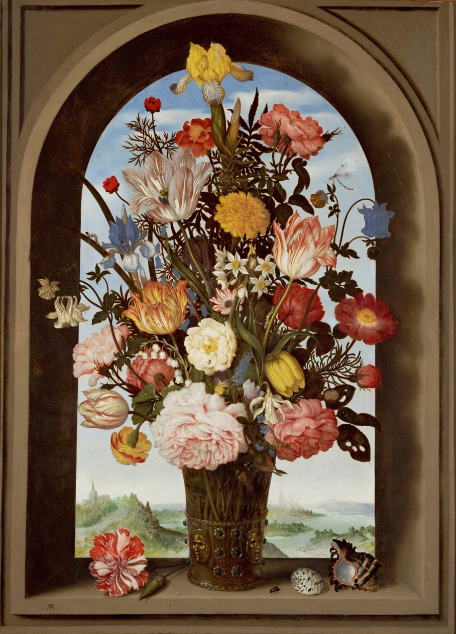Blomsterstilleben med tulipaner (olie på træ) af Ambrosius II Bosschaert