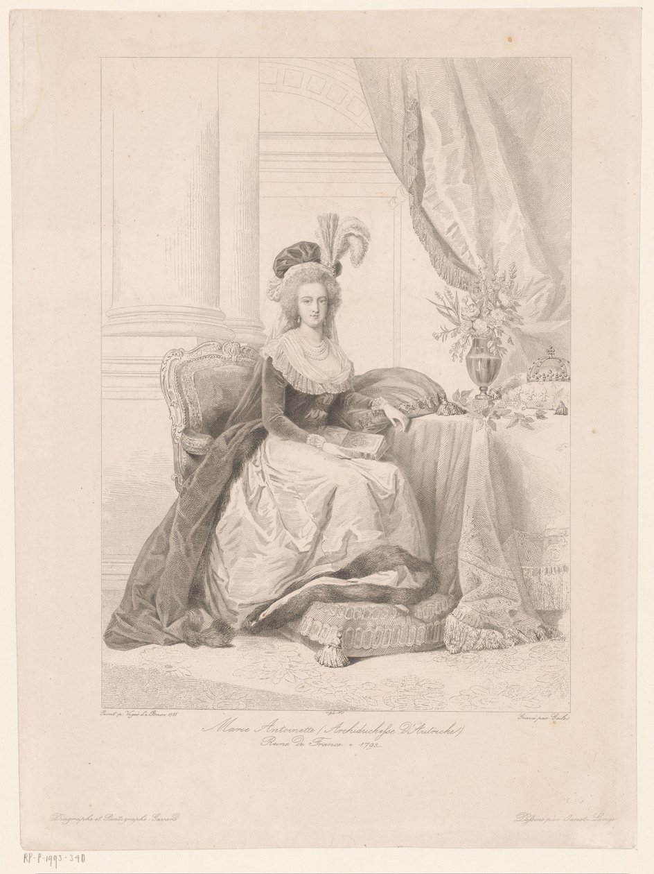 Portræt af Marie Antoinette, dronning af Frankrig af Amédée Félix Barthélemy Geille