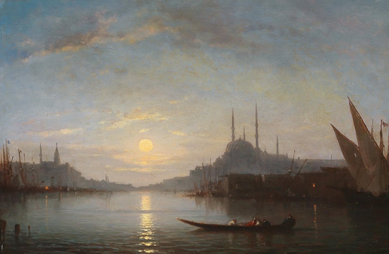 Det Gyldne Horn med Süleymaniye-moskéen af Amedee Rosier